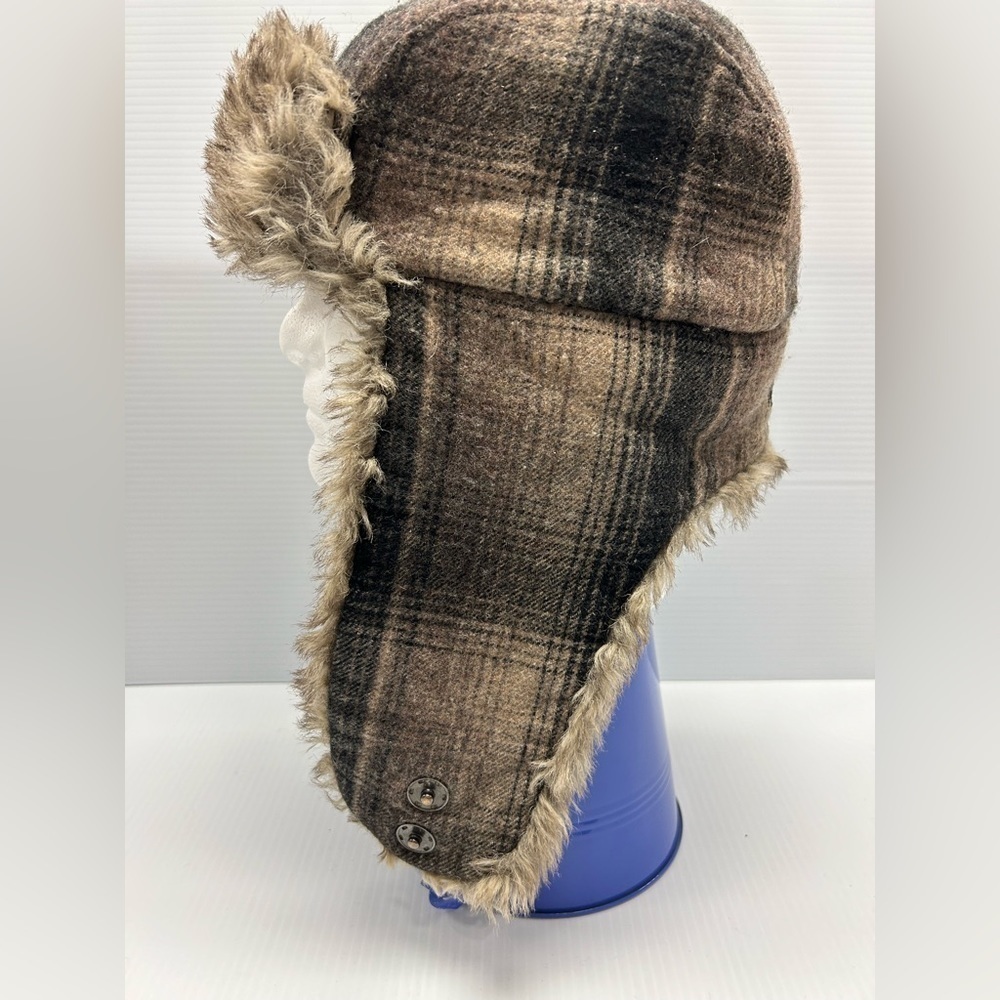 Woolrich Hunting Winter Trapper Hat Ear Covering Faux Fur SZ M Plaid - Picture 7 of 12
